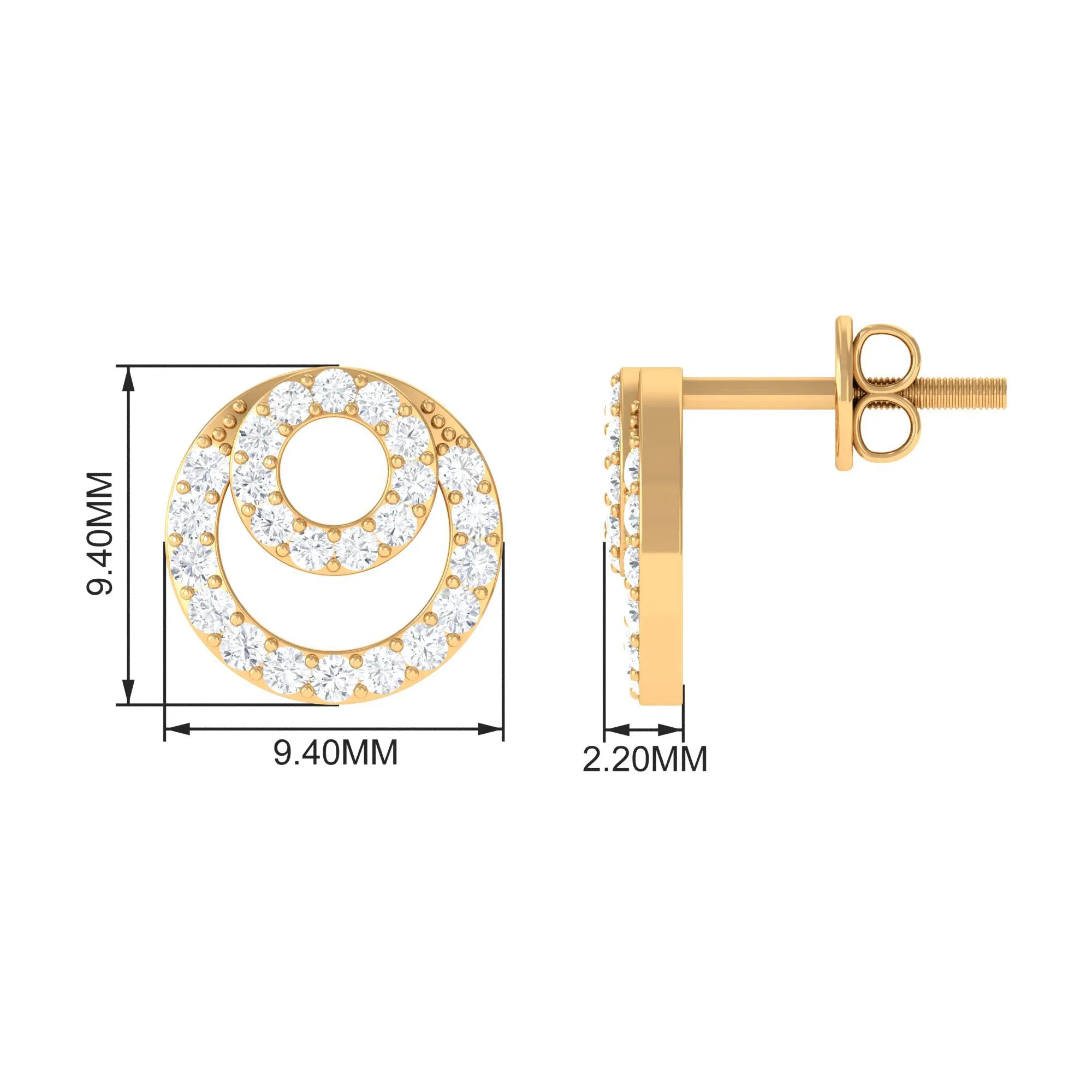 0.50 CT Certified Moissanite Circle Stud Earrings