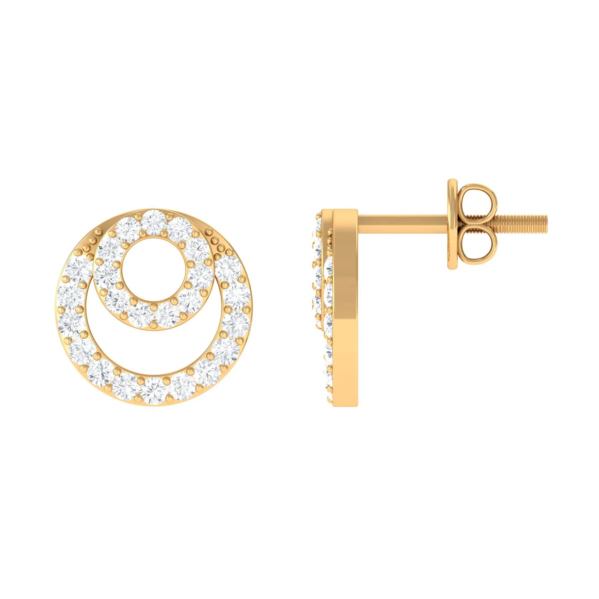 0.50 CT Certified Moissanite Circle Stud Earrings