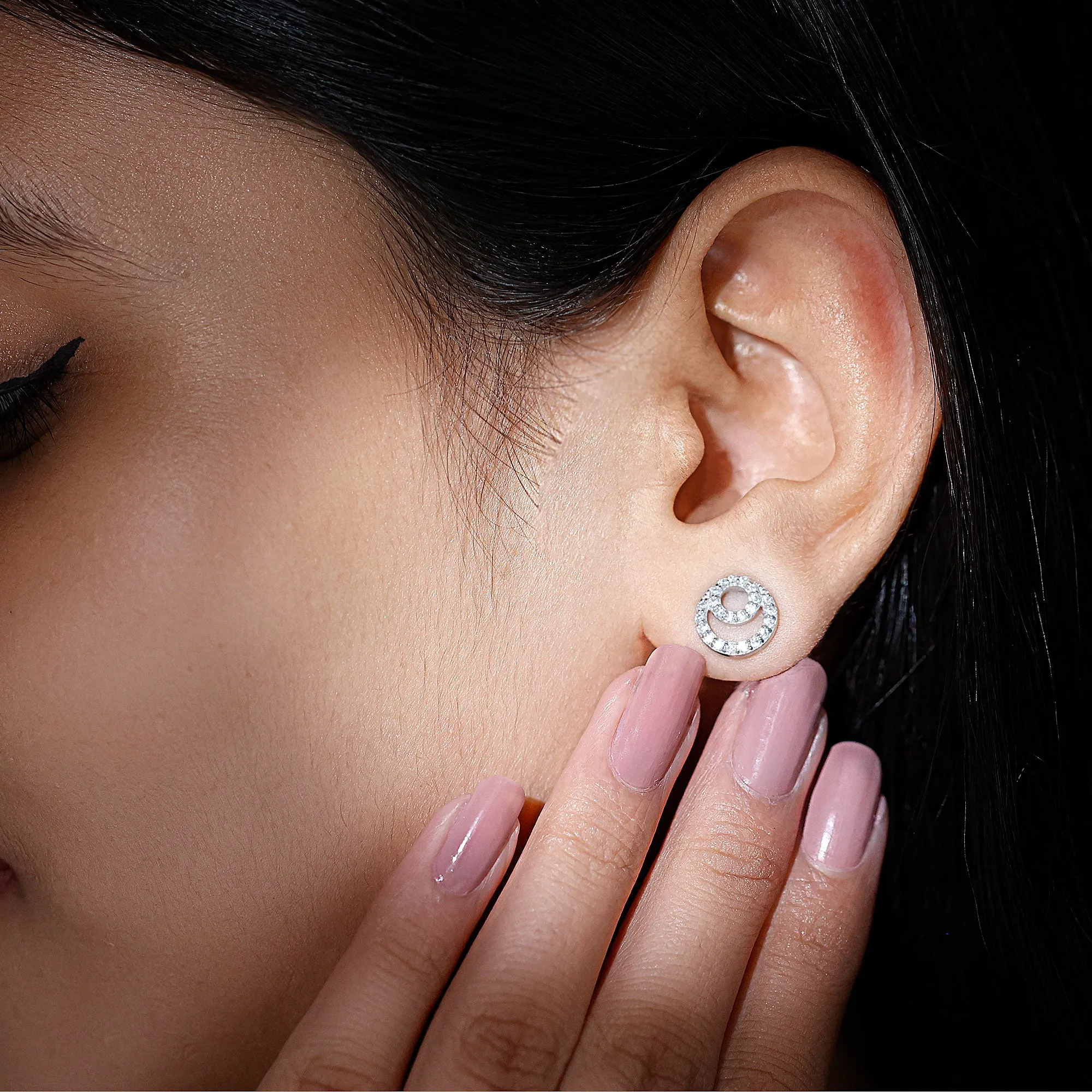 0.50 CT Certified Moissanite Circle Stud Earrings