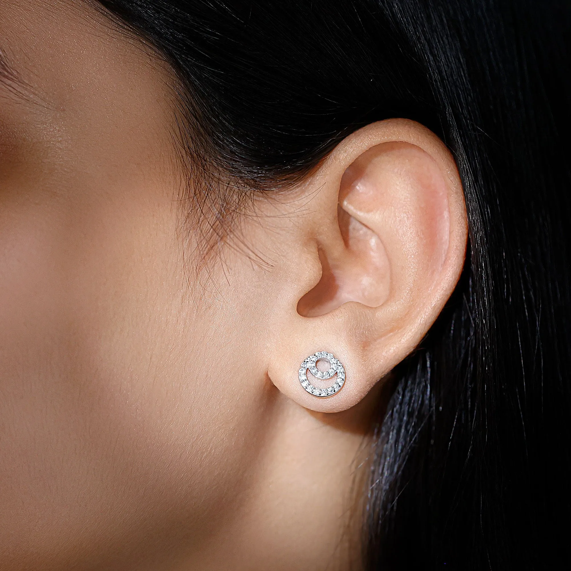 0.50 CT Certified Moissanite Circle Stud Earrings