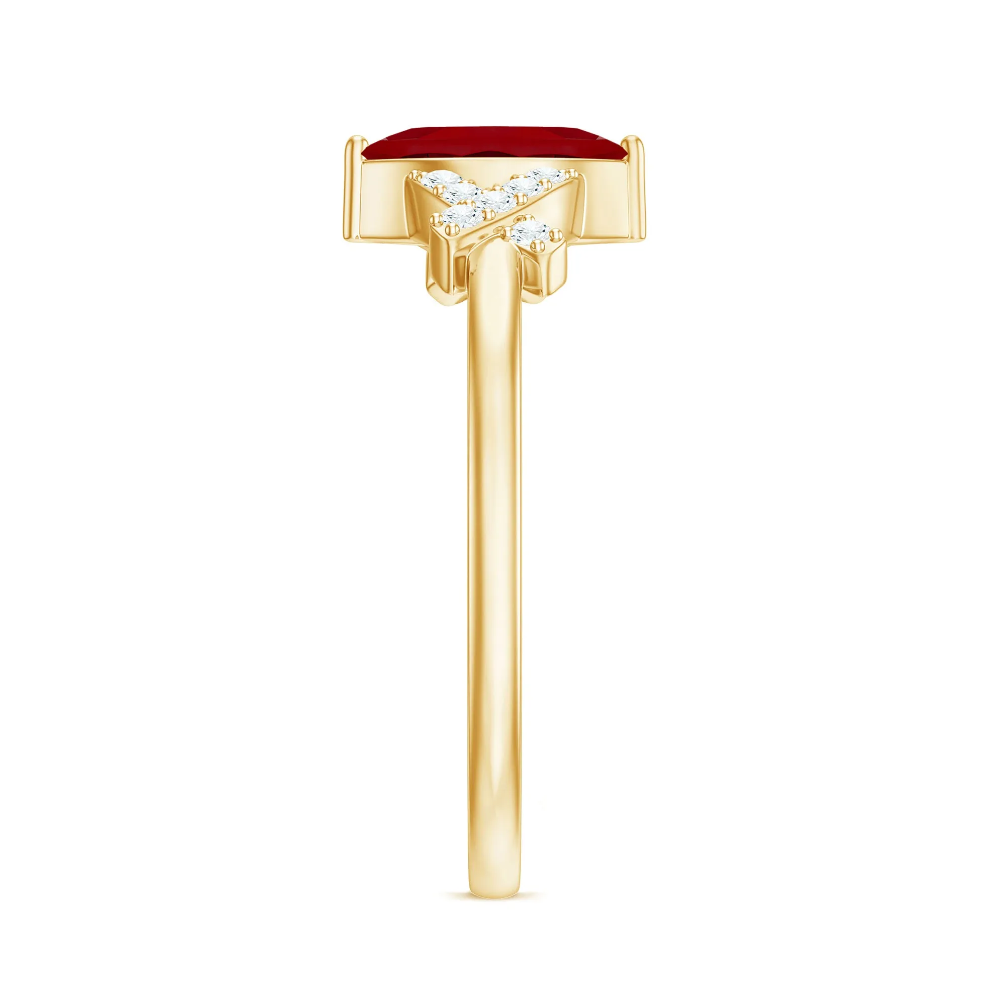 1 CT Marquise Cut Lab Grown Ruby Solitaire Ring with Diamond