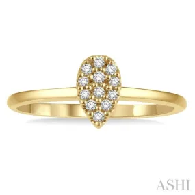 1/10 Ctw Pear Shape Mount Round Cut Diamond Petite Ring in 10K Yellow Gold