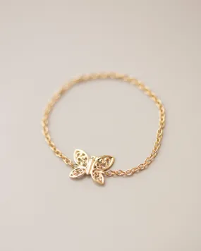 14k Dainty Gold Butterfly Chain ring