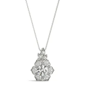 14K Flower Diamond Necklace / Pendant
