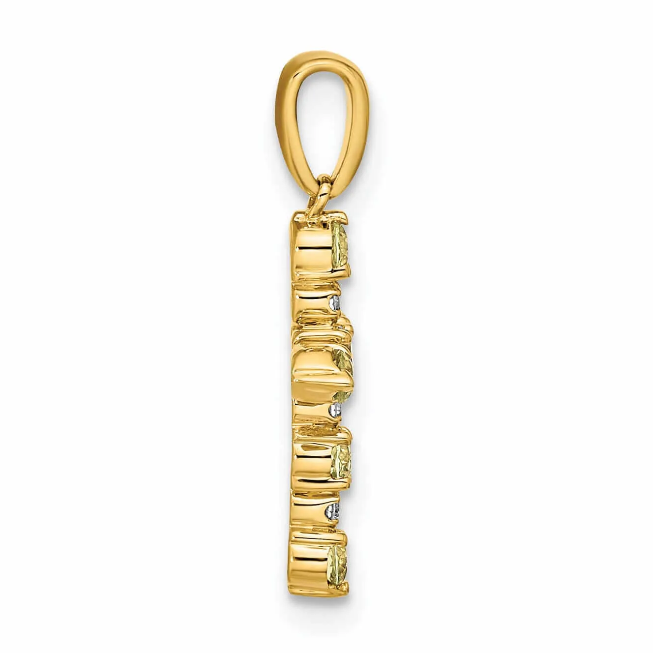 14k Peridot Diamond Cross Pendant