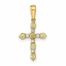 14k Peridot Diamond Cross Pendant