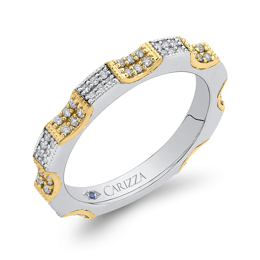 14K Two Tone Gold Round Diamond Eternity Wedding Band