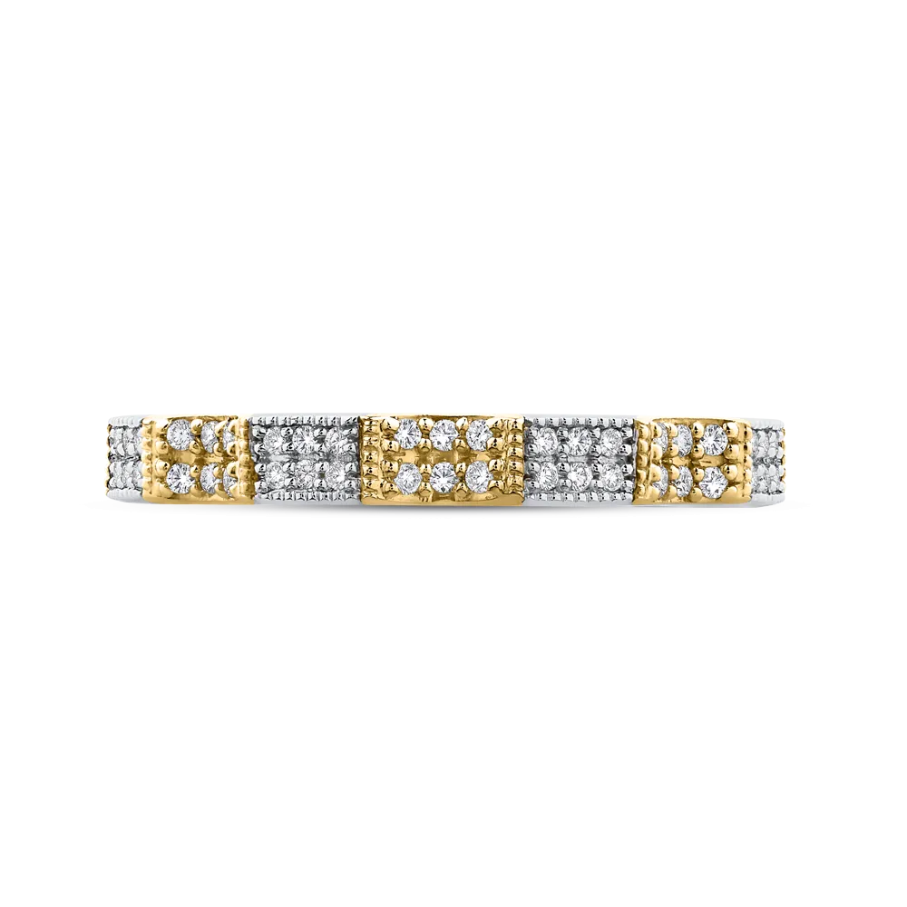 14K Two Tone Gold Round Diamond Eternity Wedding Band