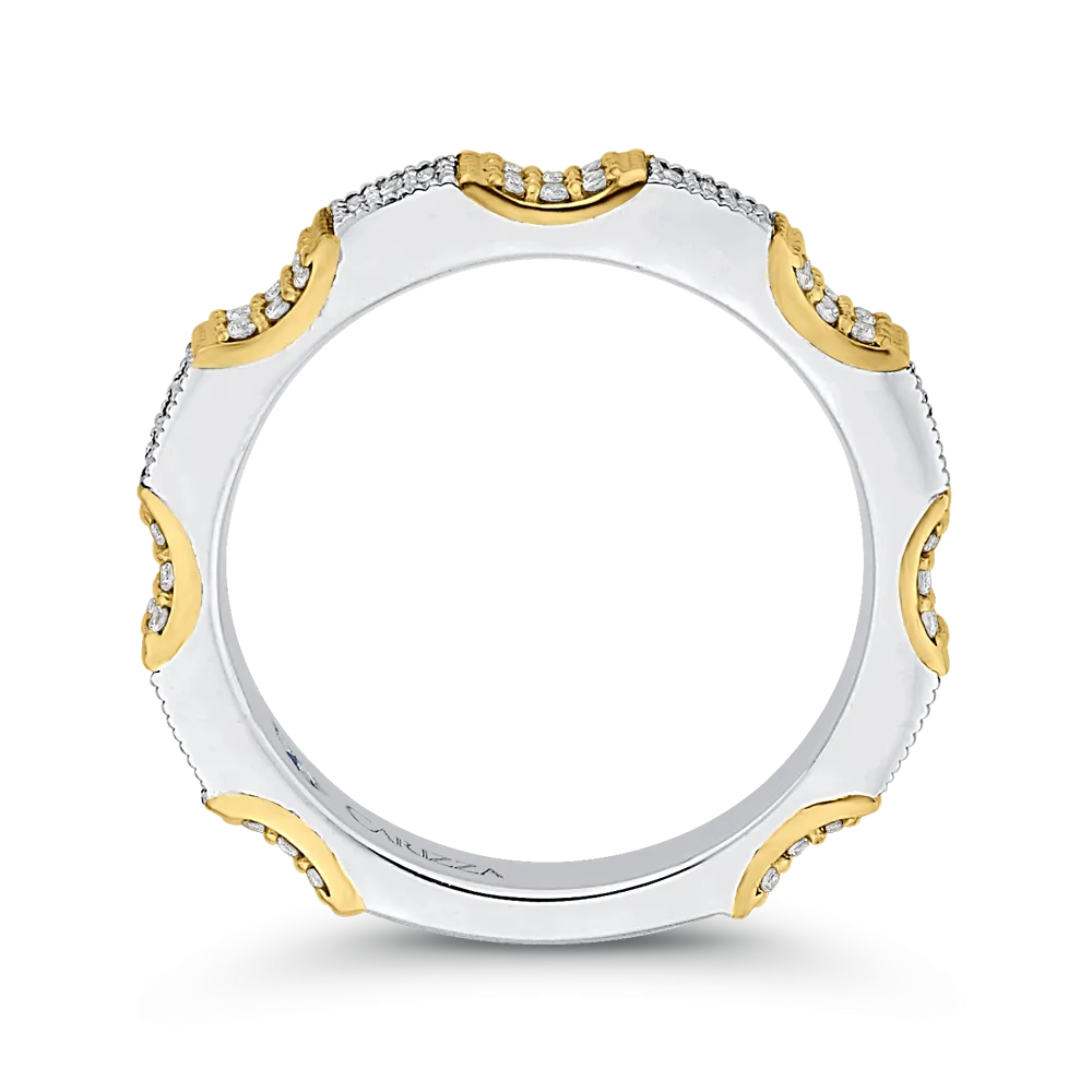 14K Two Tone Gold Round Diamond Eternity Wedding Band