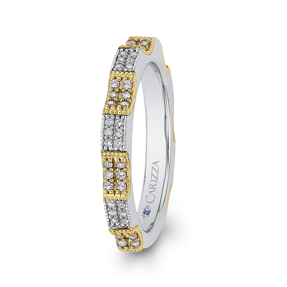 14K Two Tone Gold Round Diamond Eternity Wedding Band