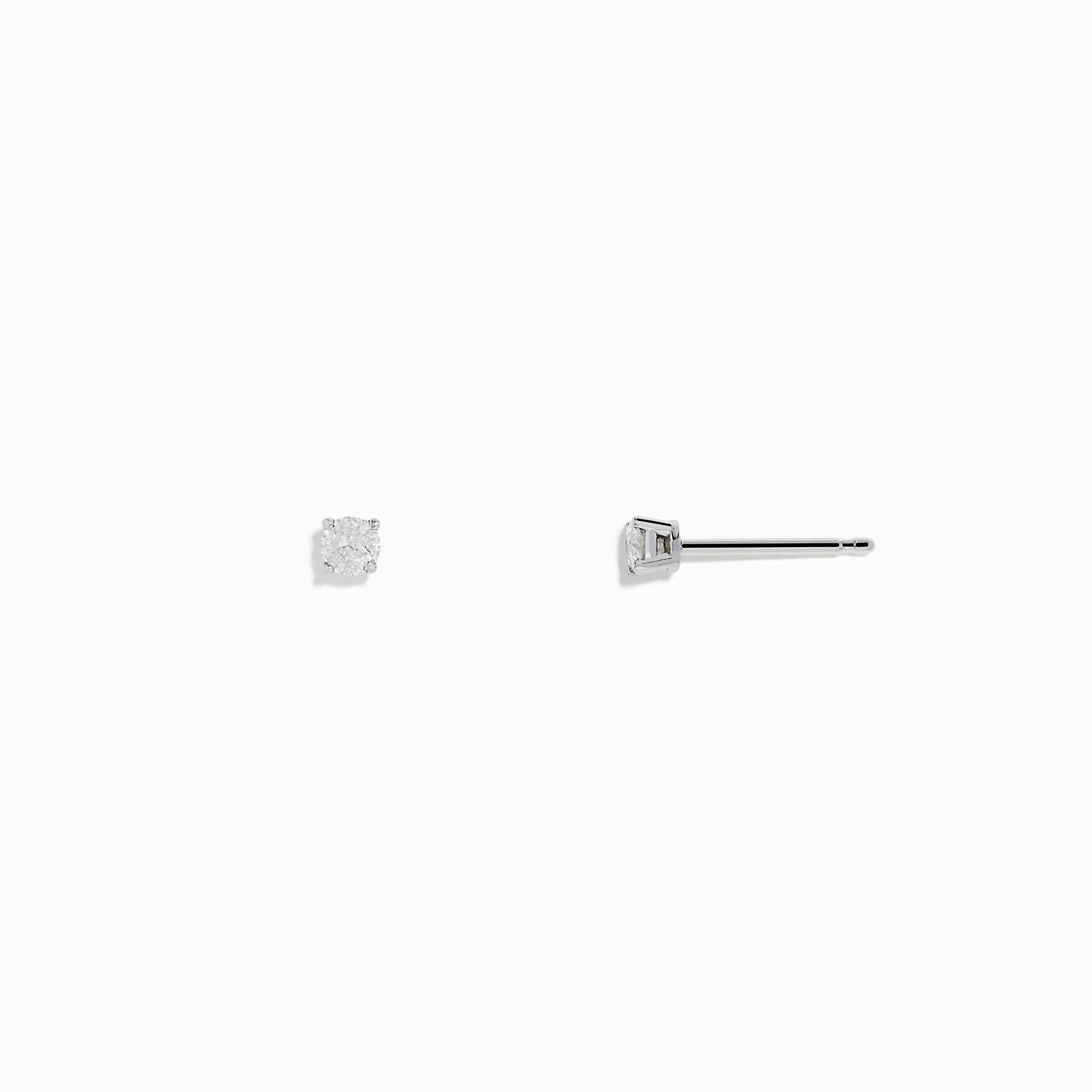 14K White Gold Diamond Solitaire Stud Earrings, 0.15 TCW