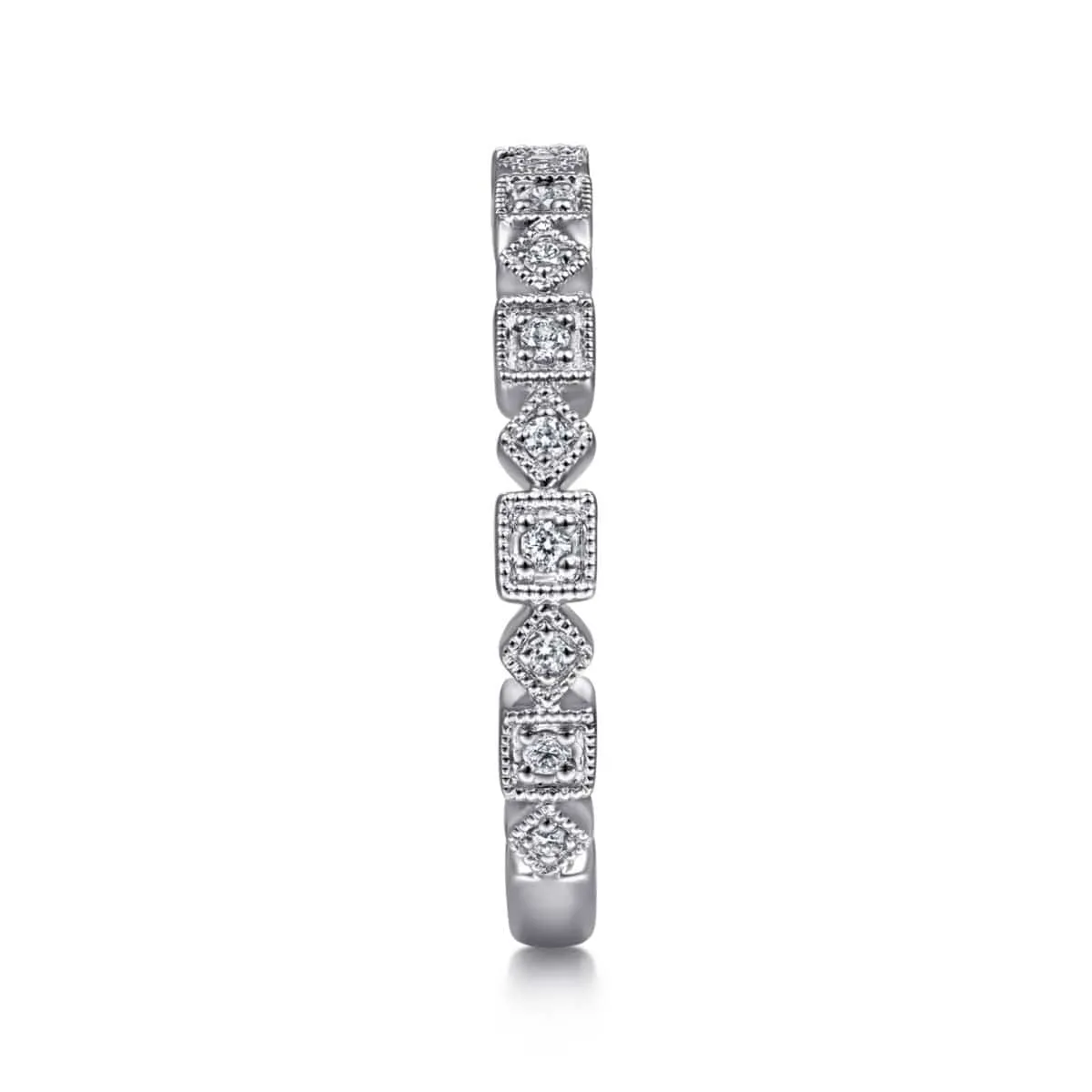 14K White Gold Geometric Diamond Stackable Ring - LR4912W45JJ