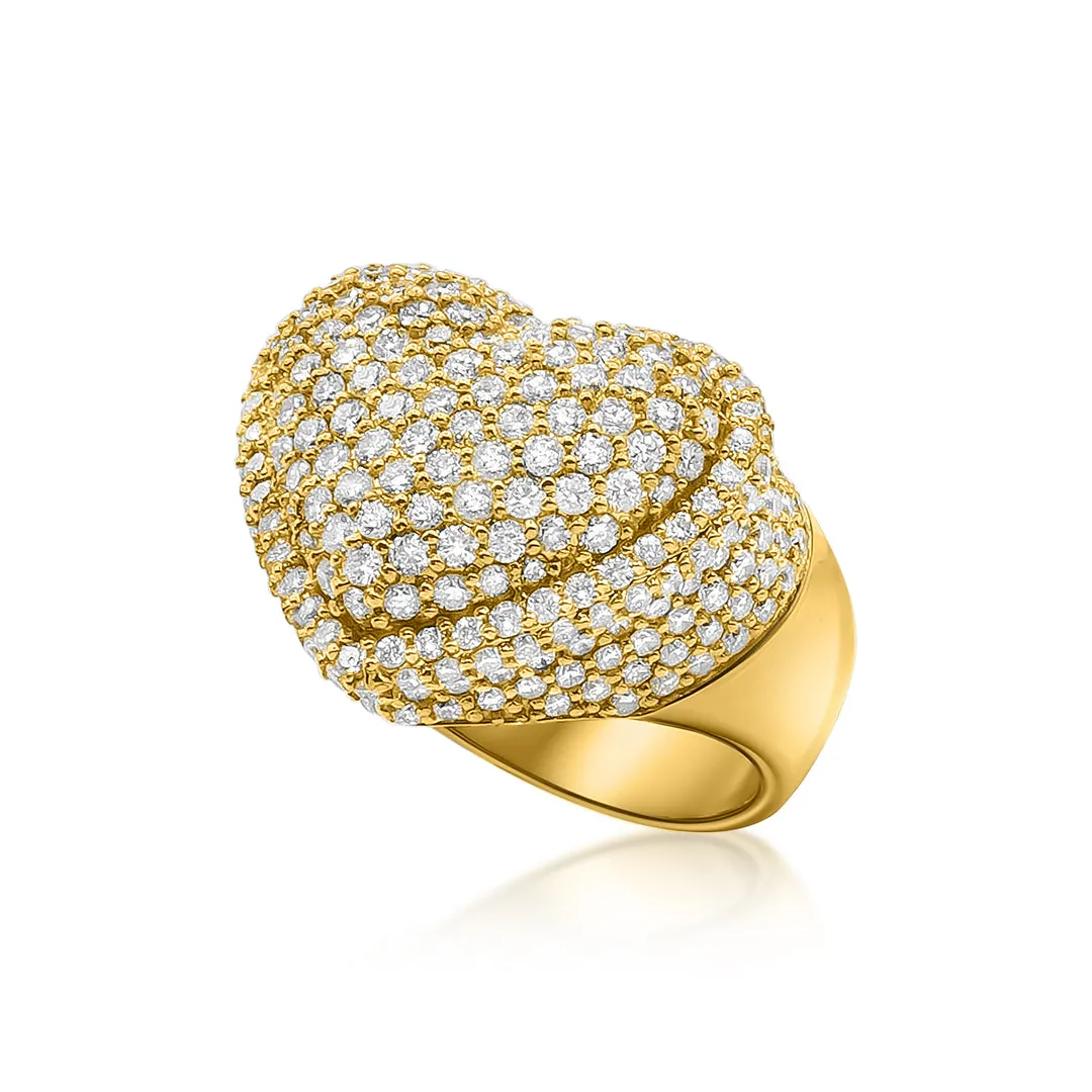 14k Yellow Gold Diamond Heart Ring 4.55 ctw