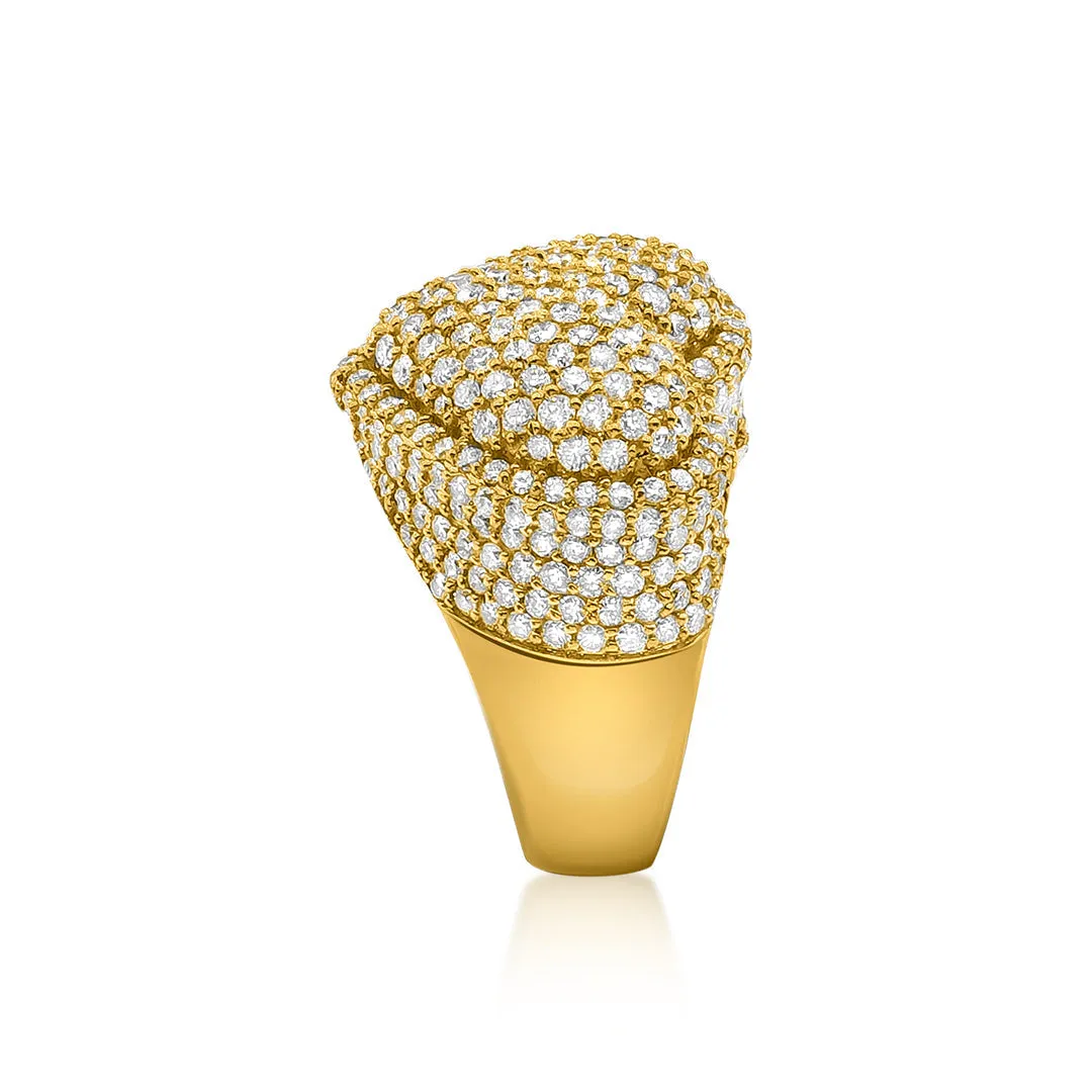14k Yellow Gold Diamond Heart Ring 4.55 ctw