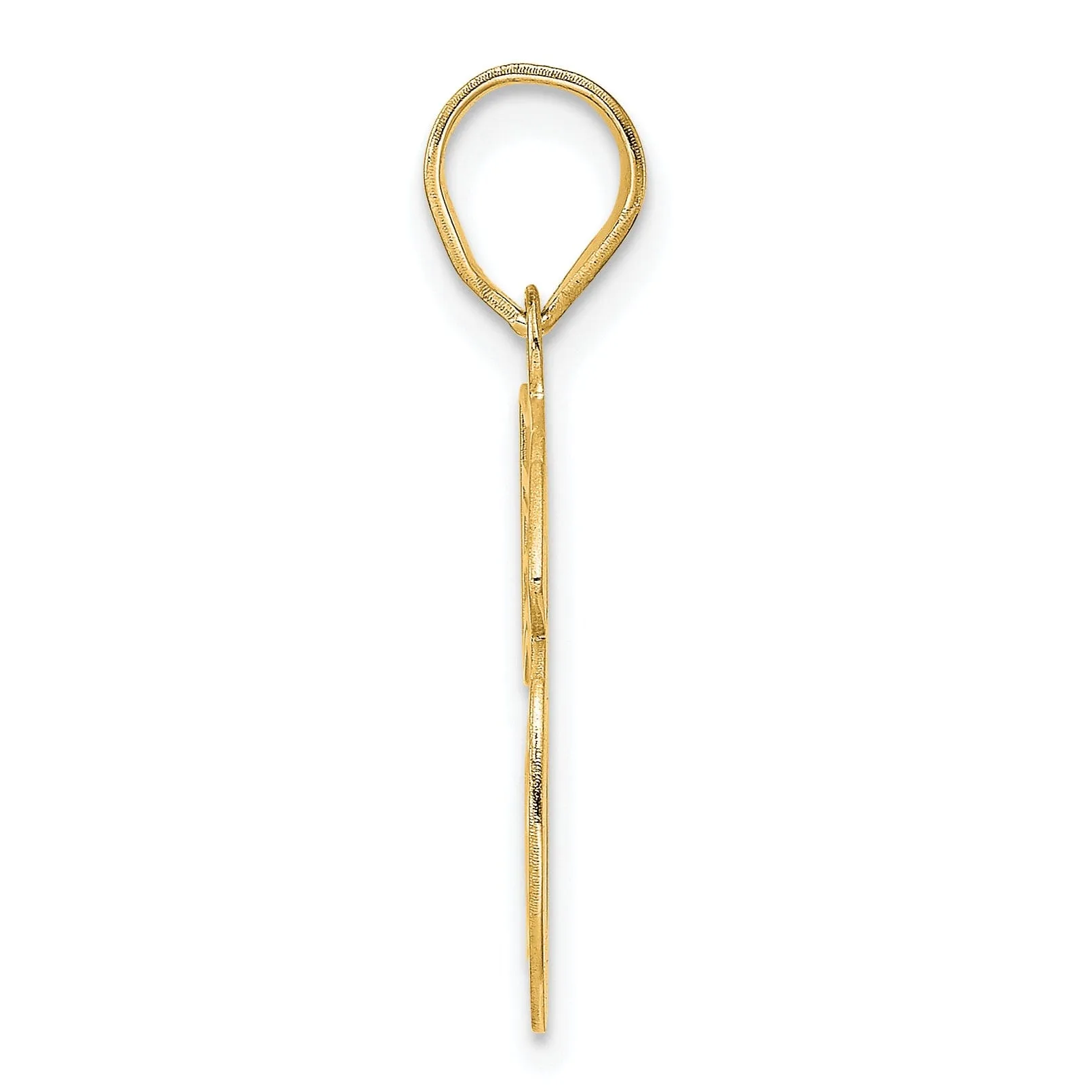 14k Yellow Gold Polished Etched Finish Number 56 Charm Pendant