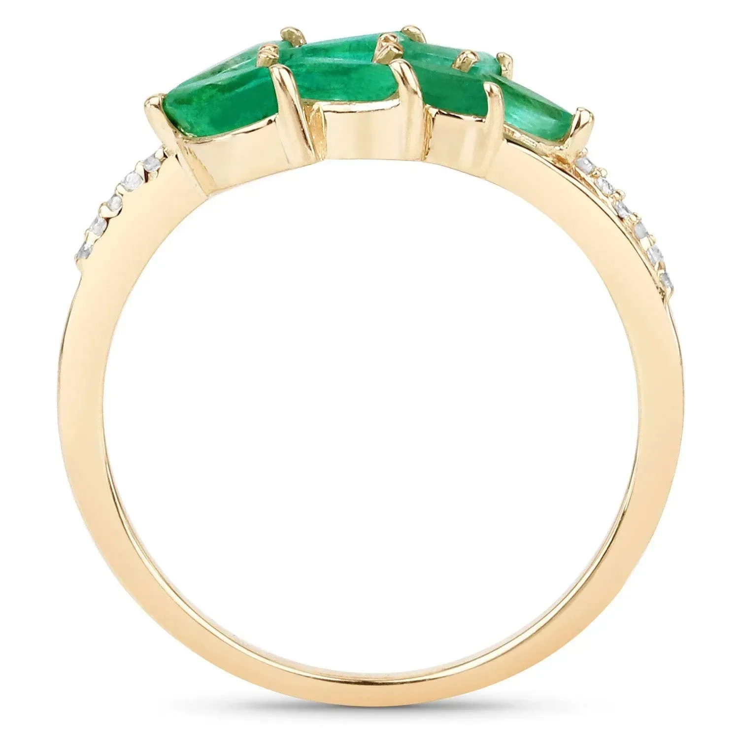 14K Zambian Emerald And Diamond Cluster Ring