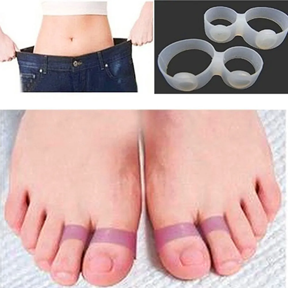 1Pair Magnet Lose Weight Slim Loss Toe Ring Silicon Sticker Foot Massage Tool