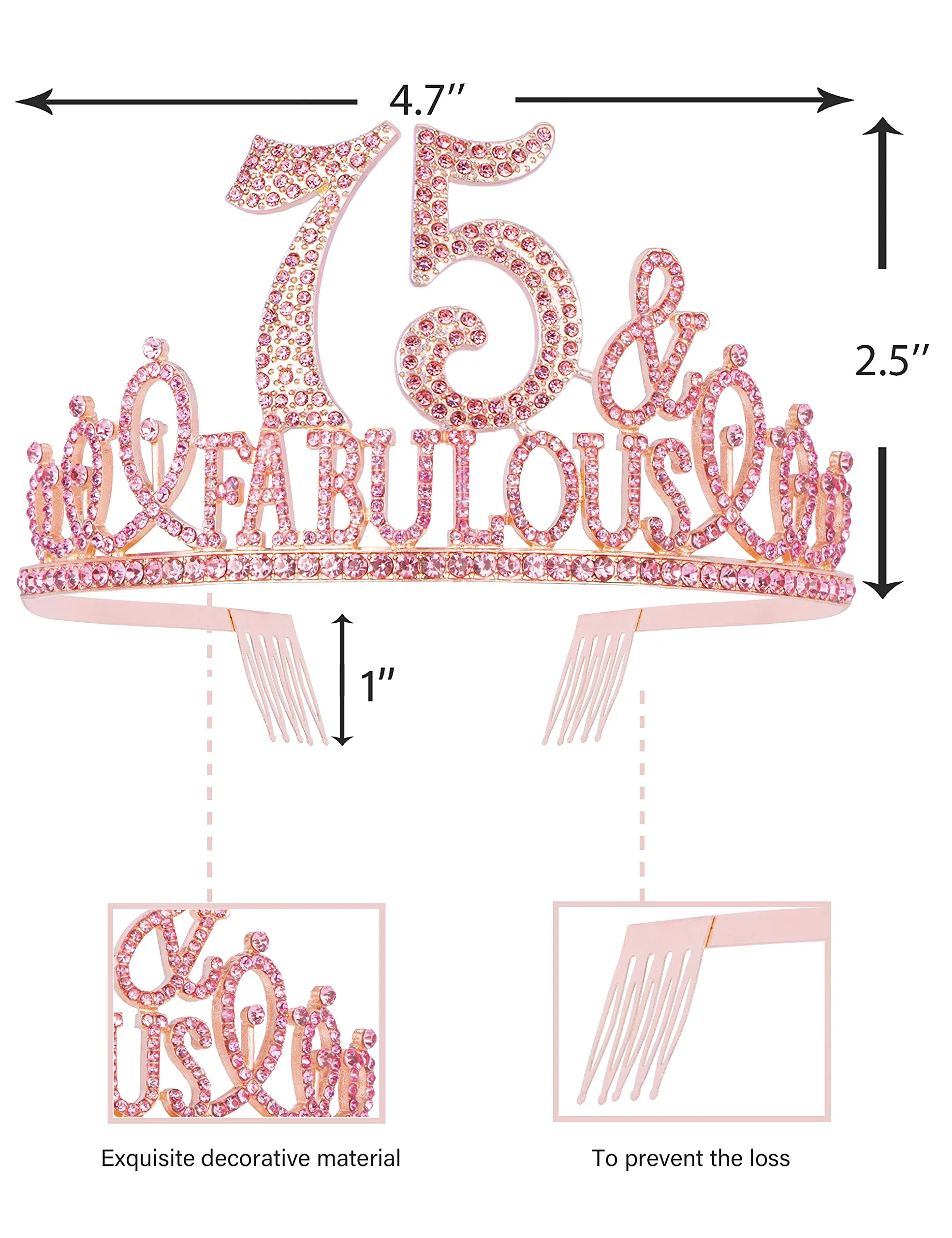 75th Birthday Gifts for Women,75th Birthday Tiara and Sash Pink,75th Birthday Decorations