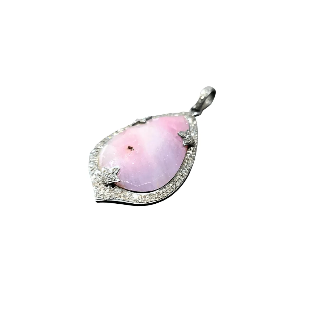 925 Silver Natural Pink Sapphire Victorian Pendant
