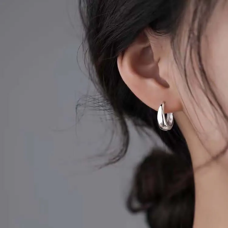 925 Silver Polished Hoop Earrings