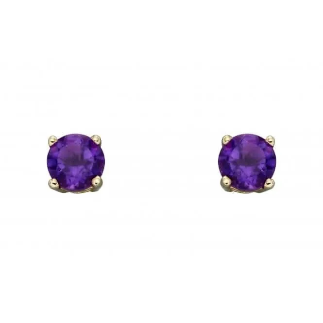 9ct February Amethyst 4mm Stud Earrings GE2327