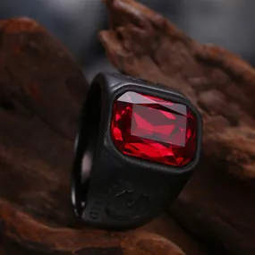 Antonios Rubin Stainless Steel Ring Men