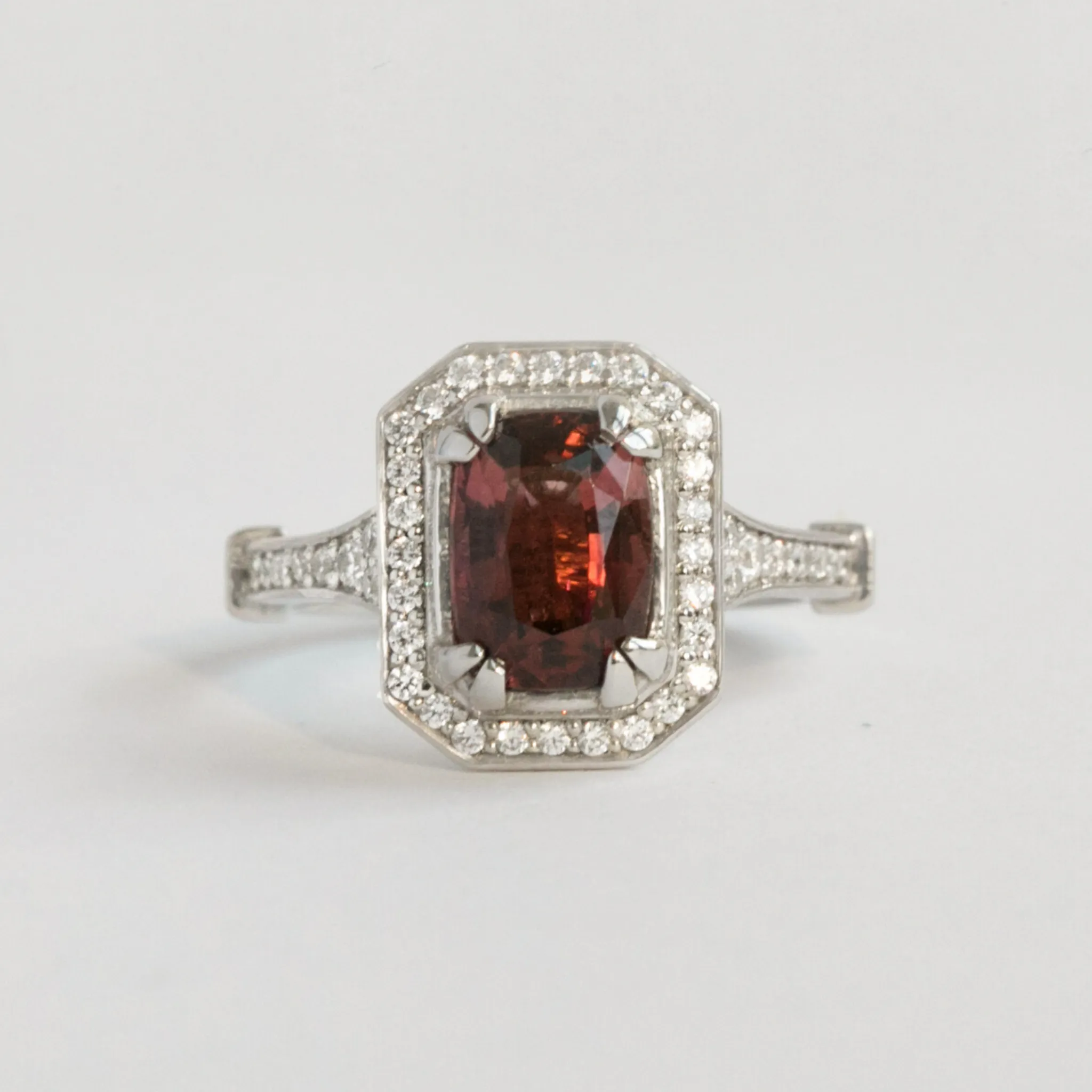 Art Deco Emerald Cut Engagement Ring in White Gold