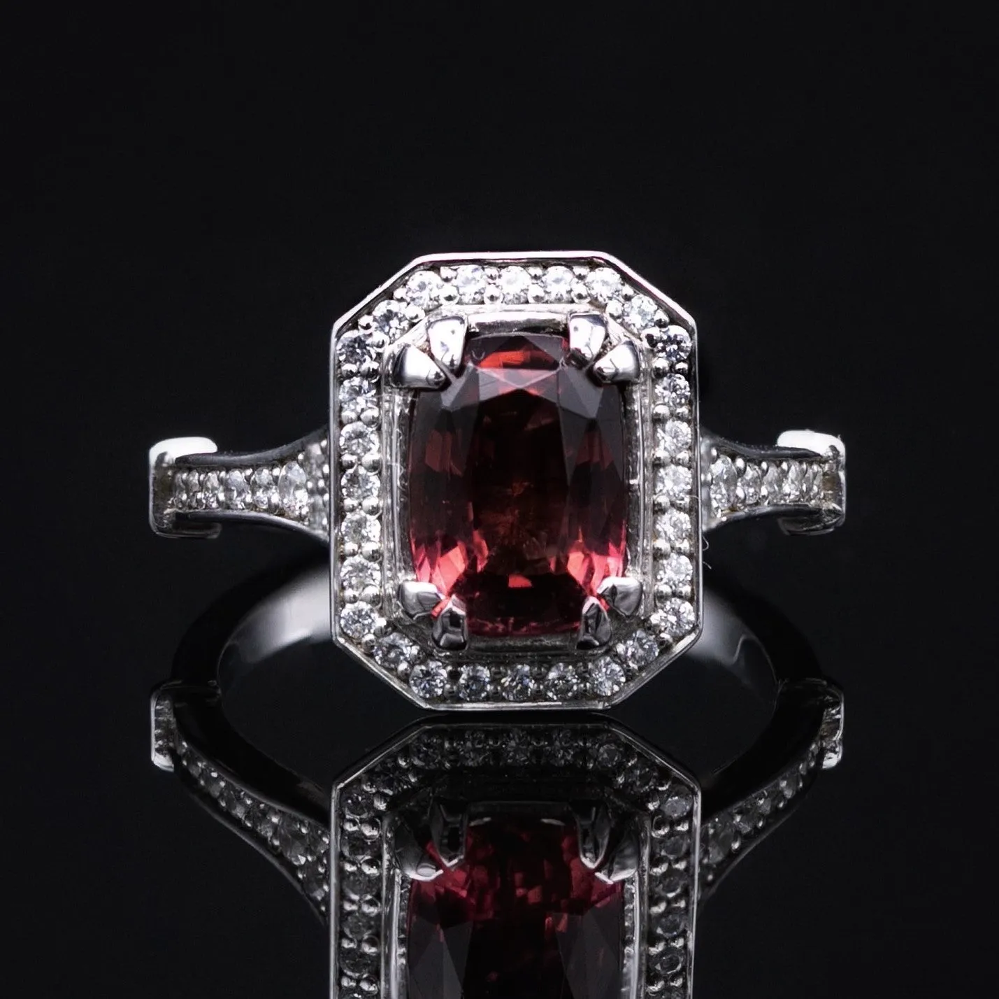 Art Deco Emerald Cut Engagement Ring in White Gold