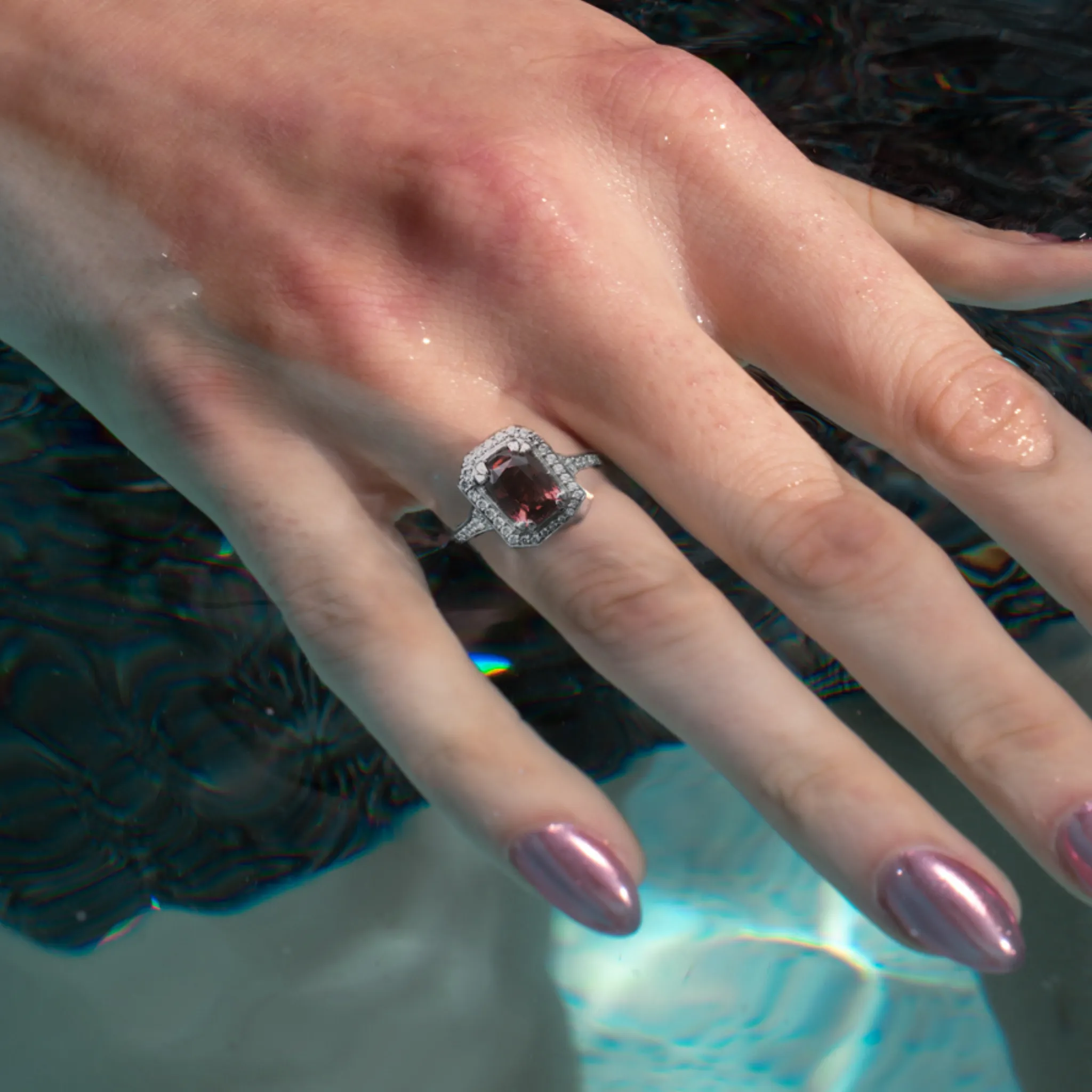 Art Deco Emerald Cut Engagement Ring in White Gold