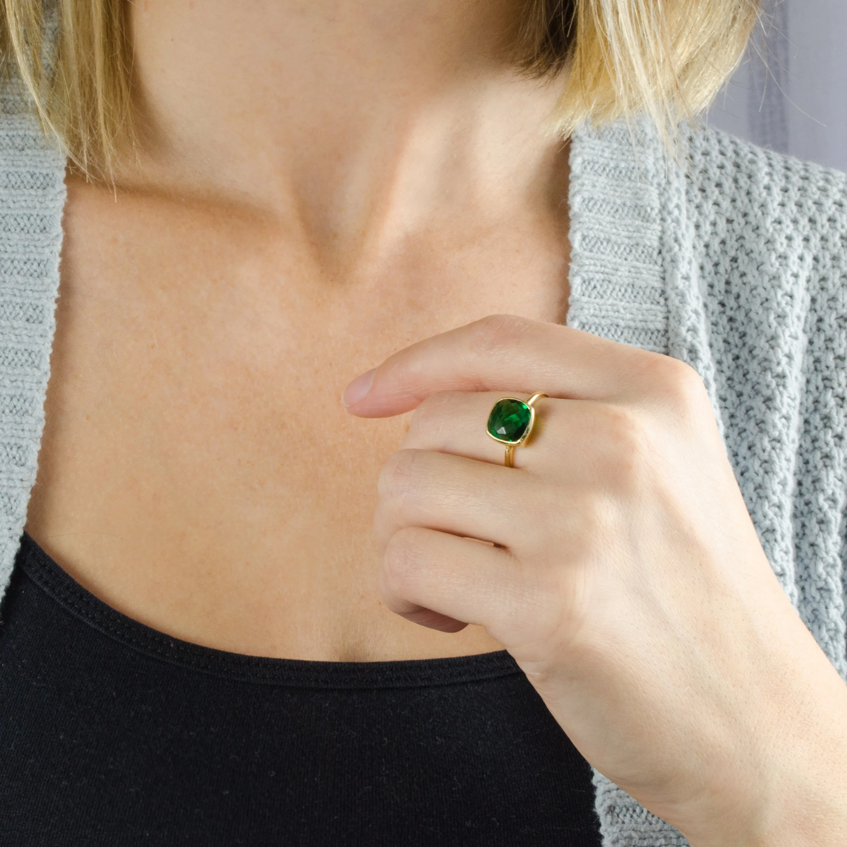 Black Onyx Cushion Ring