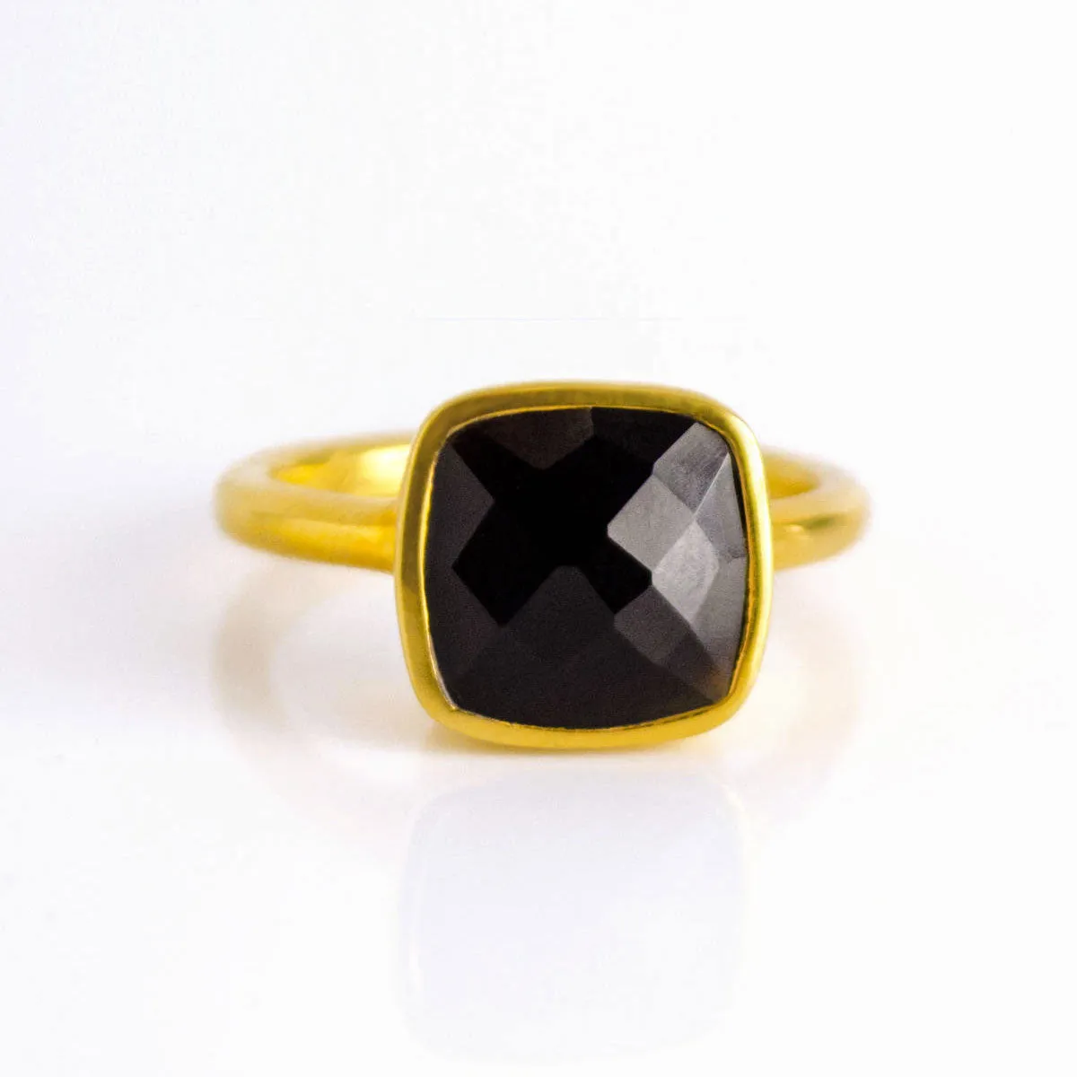 Black Onyx Cushion Ring