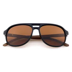 Brown Polarized Wood Aviator Sunglasses