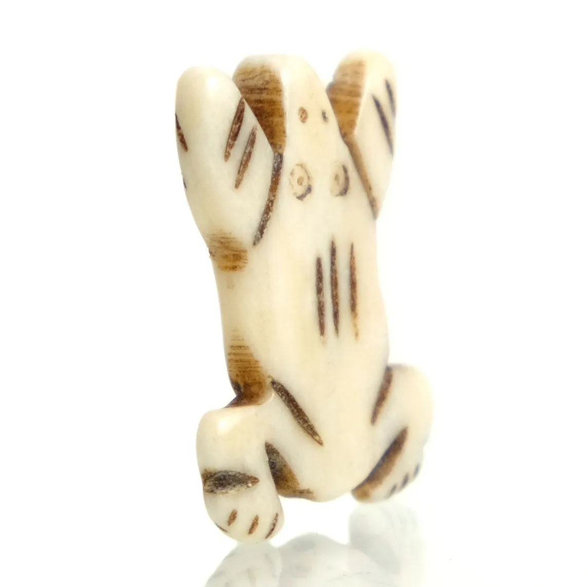 Carved Bone Pendant Bead, Frog 2