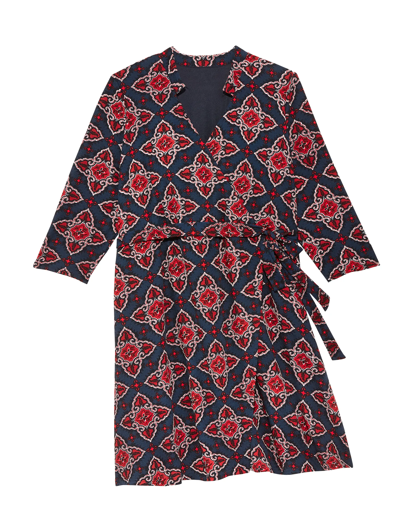 Charlotte Faux-Wrap Dress | Navy / Red