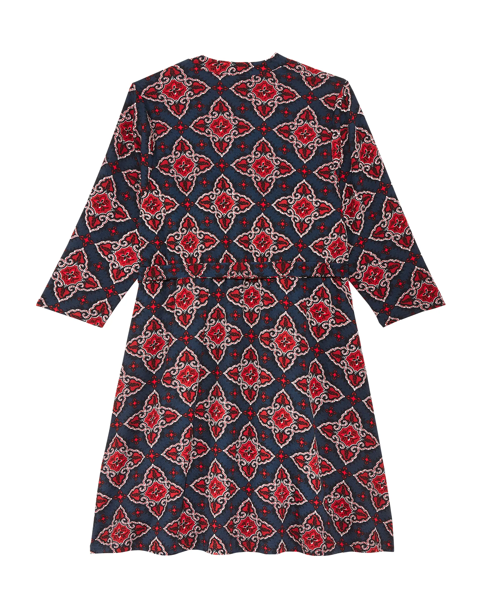 Charlotte Faux-Wrap Dress | Navy / Red