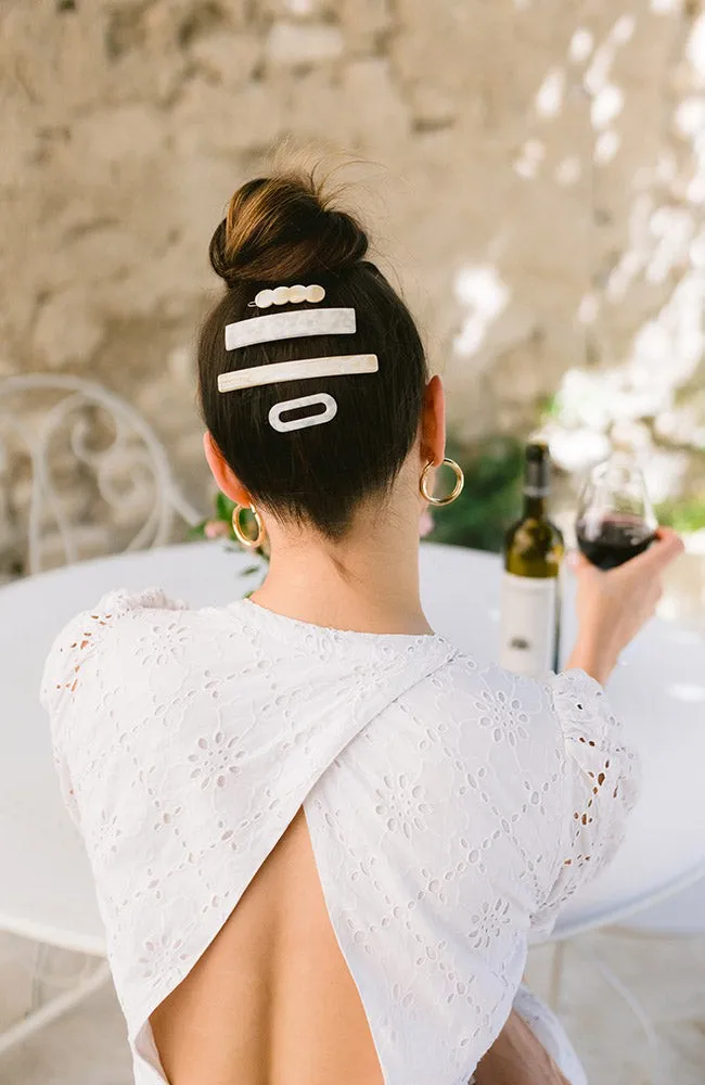 Classic Rectangle Barrette - Coconut Milk