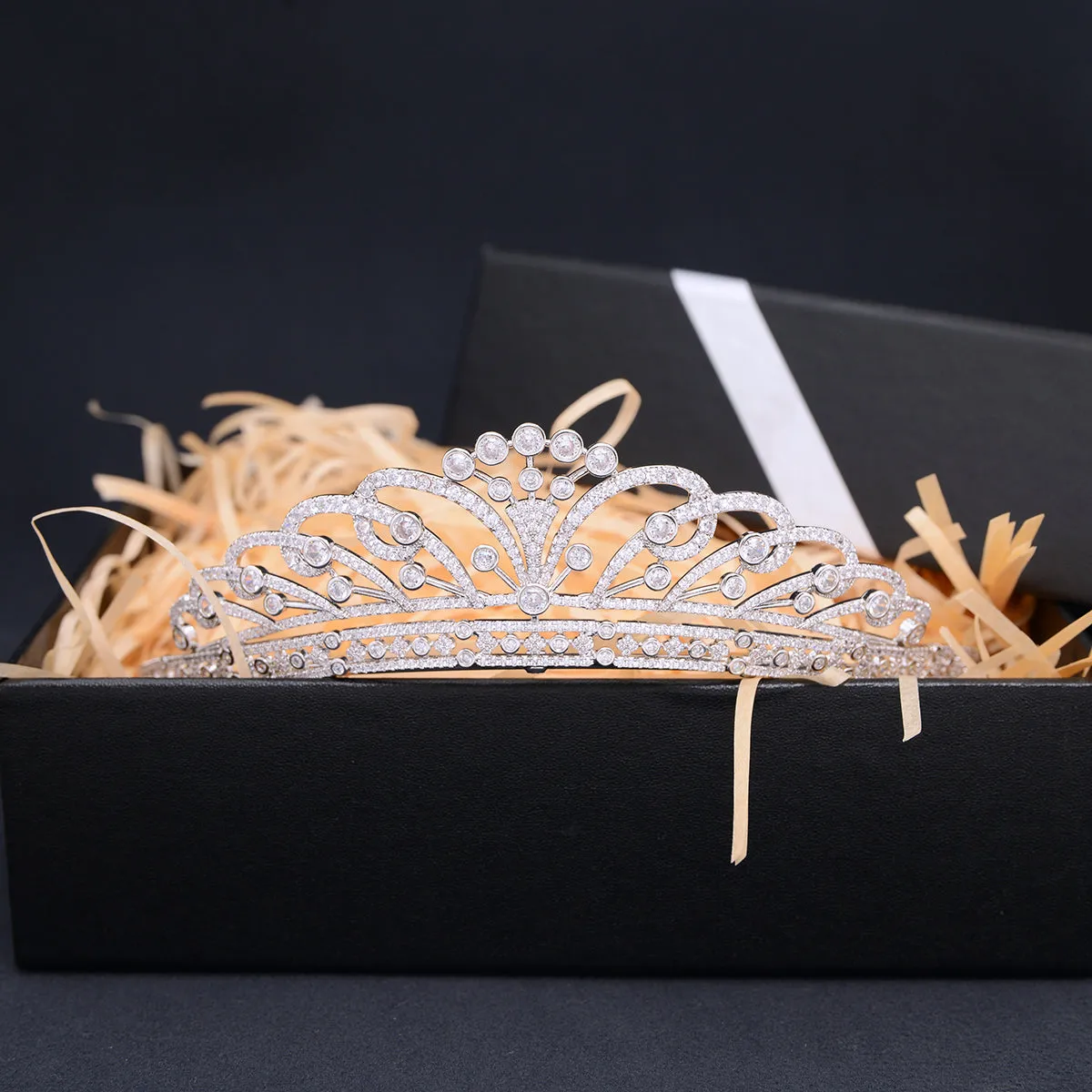 Cubic Zirconia Royal Tiara for Wedding,Crystal Bride Tiaras for Women CH10394