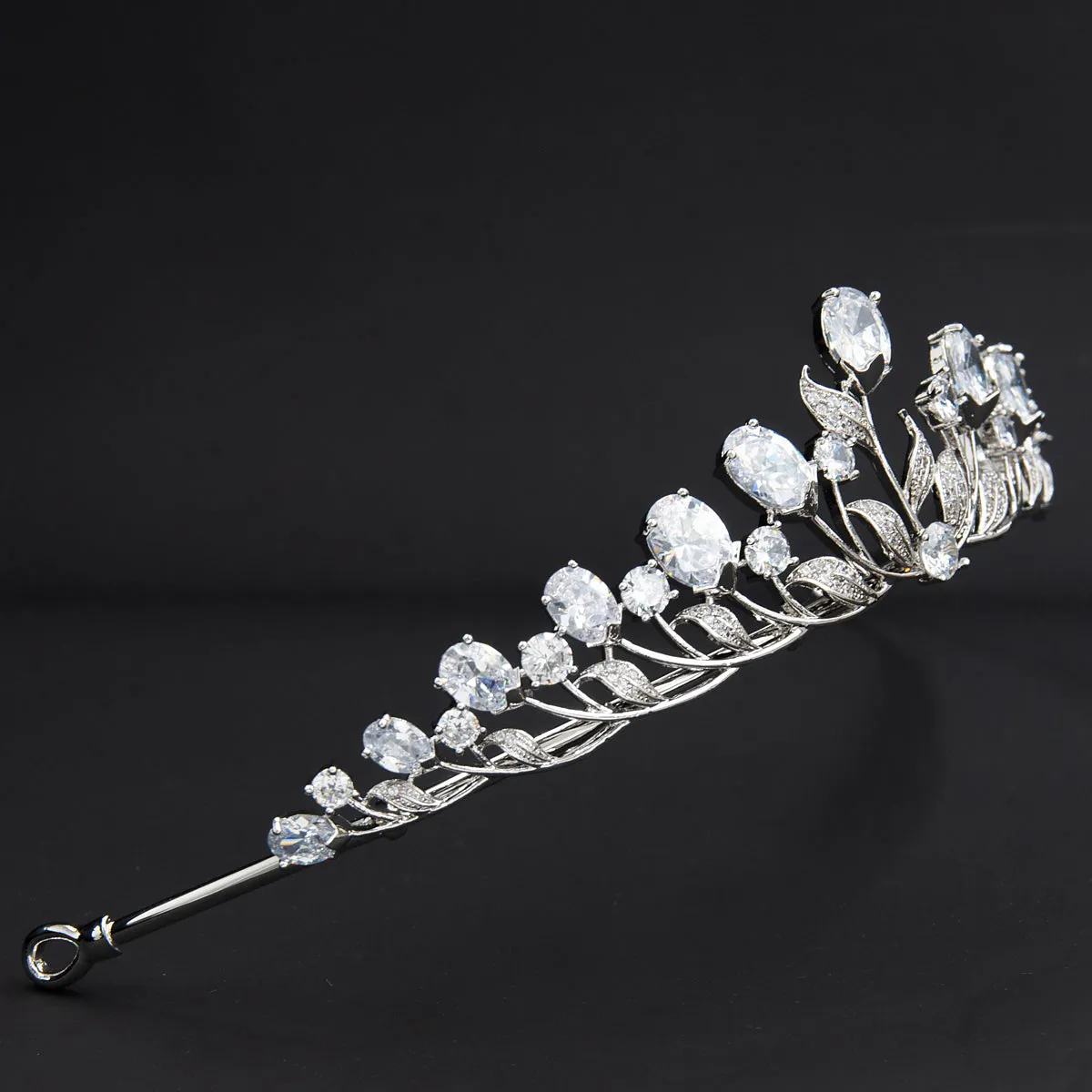 Cubic Zirconia Small Size Leaves Wedding Tiaras Crown for Little Flower Girl HG7054S