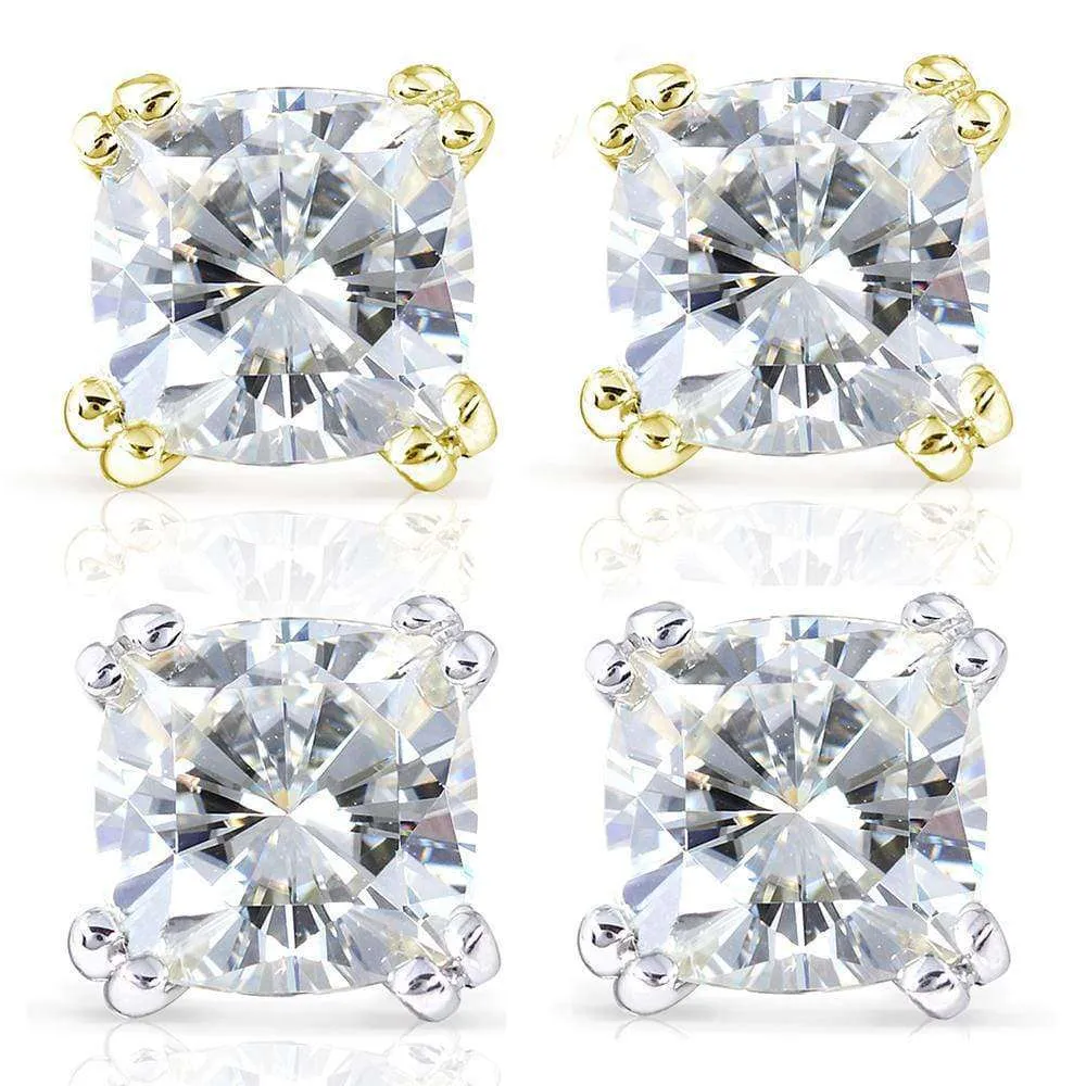 Cushion Moissanite Studs