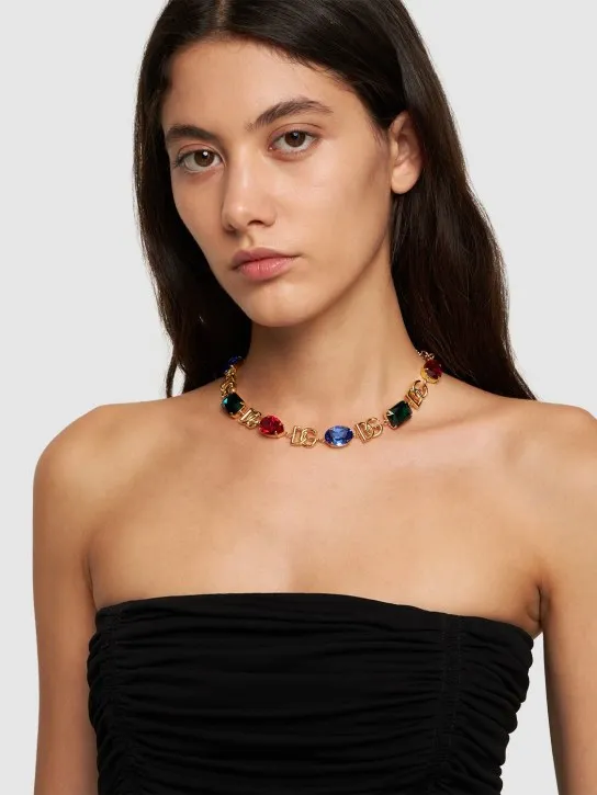 Dolce&amp;Gabbana   DG logo crystal collar necklace 