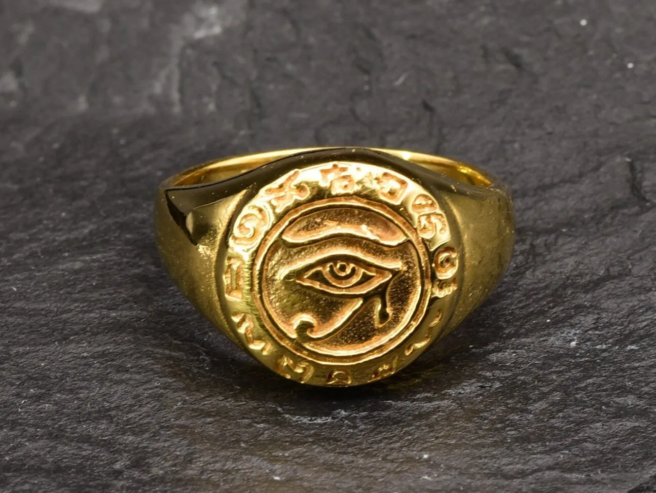 Egyptian Eye Ring - Gold Egyptian Ring, Ancient Gold Ring