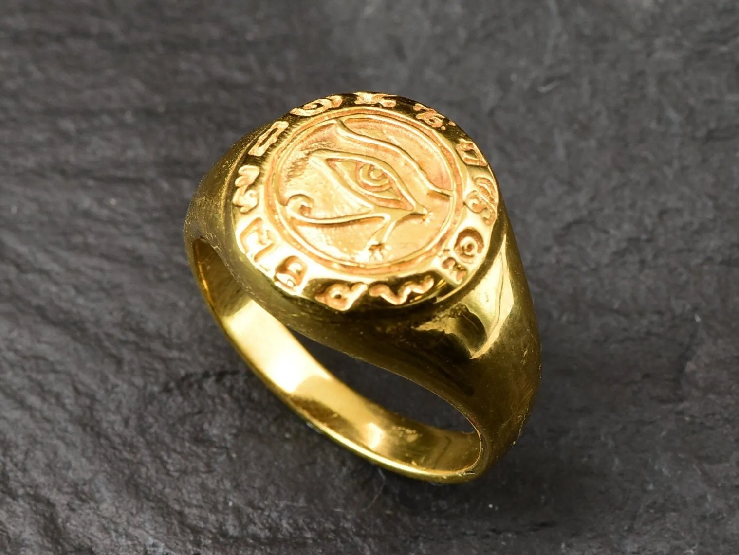 Egyptian Eye Ring - Gold Egyptian Ring, Ancient Gold Ring