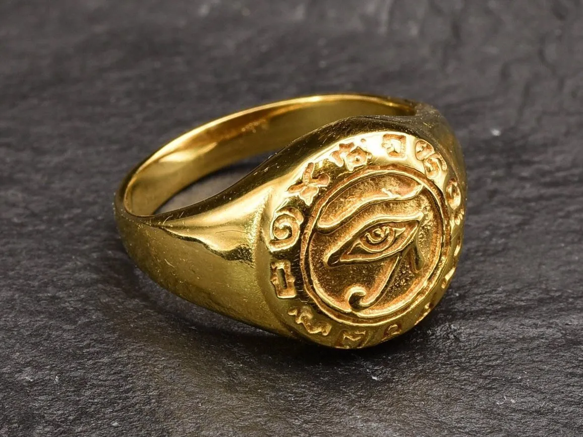Egyptian Eye Ring - Gold Egyptian Ring, Ancient Gold Ring