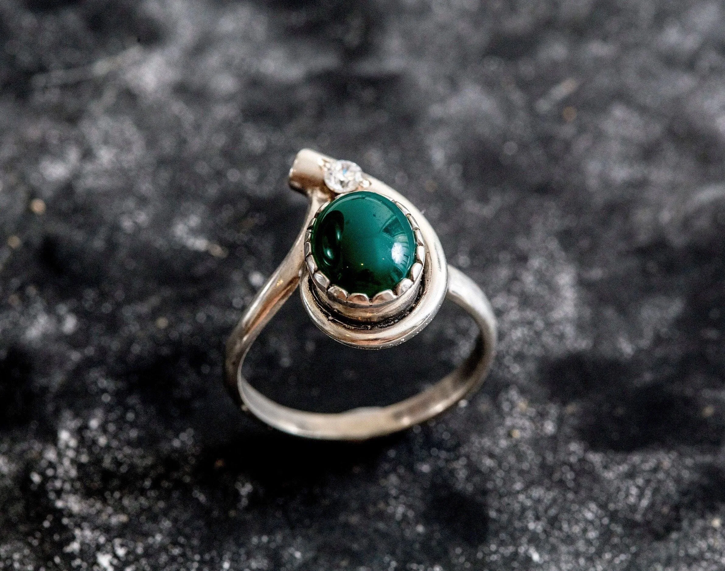 Emerald Teardrop Ring - Two Stone Ring - Statement Emerald Ring