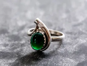 Emerald Teardrop Ring - Two Stone Ring - Statement Emerald Ring