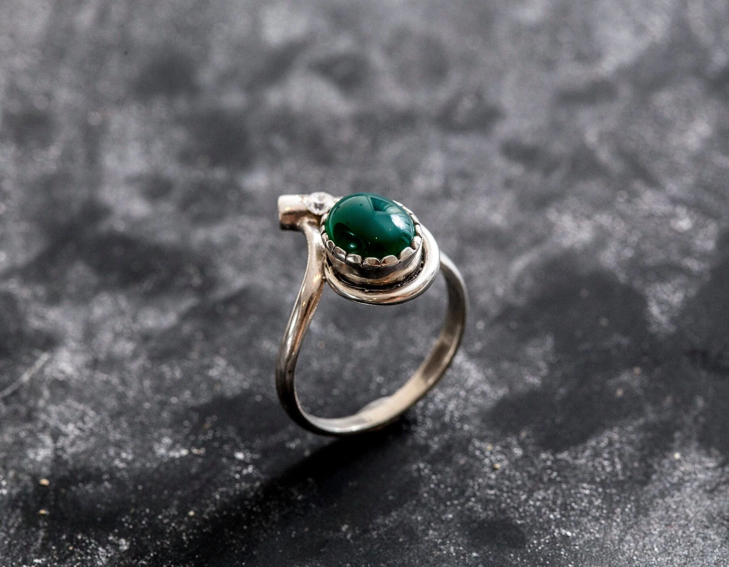 Emerald Teardrop Ring - Two Stone Ring - Statement Emerald Ring