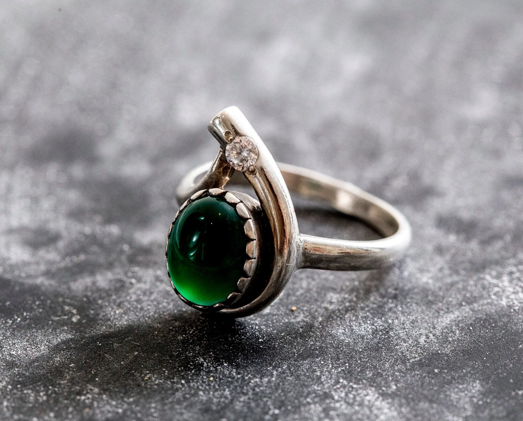 Emerald Teardrop Ring - Two Stone Ring - Statement Emerald Ring