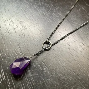 Faceted Amethyst Lariat Necklace