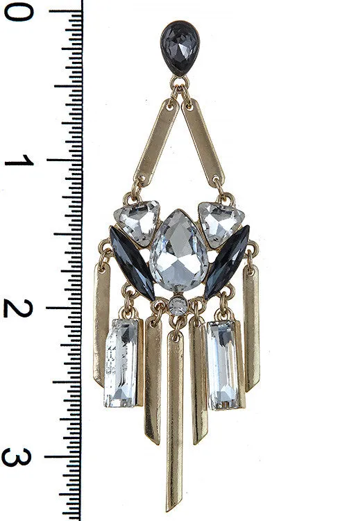 Faux Jeweled Bar Pendant Chandelier Earrings