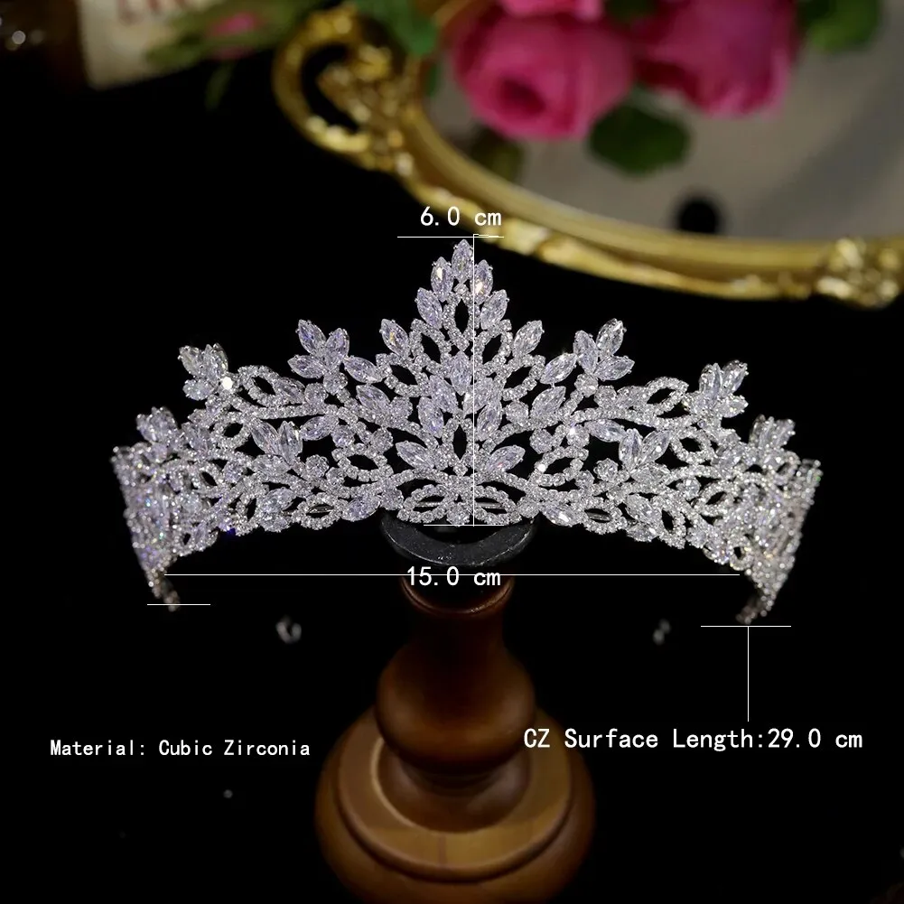 Flower Headdress CZ Silver Tiara Wedding Crown